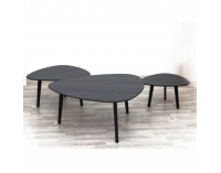 Konferenčný stolík (3 ks) Ladon - sivá / čierna