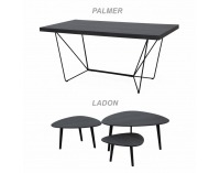 Konferenčný stolík (3 ks) Ladon - sivá / čierna