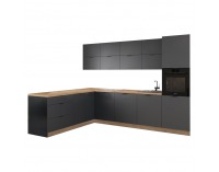 Rohová univerzálna kuchynská linka Laft 300x220 - grafit / dub craft