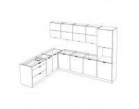 Rohová univerzálna kuchynská linka Laft 300x220 - grafit / dub craft