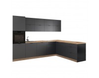 Rohová univerzálna kuchynská linka Laft 300x220 - grafit / dub craft