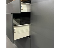 Rohová univerzálna kuchynská linka Laft 300x220 - grafit / dub craft