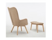 Kreslo s taburetkou Lager - béžová / buk