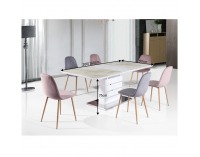 Rozkladací jedálenský stôl Lajos - mramorový vzor / biely lesk