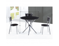 Sklenený jedálenský stôl Lamar - čierna / oceľ