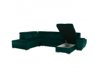 Rohová sedačka U s rozkladom a úložným priestorom Lamora U L - smaragdová