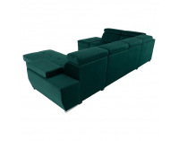 Rohová sedačka U s rozkladom a úložným priestorom Lamora U L - smaragdová