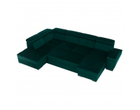 Rohová sedačka U s rozkladom a úložným priestorom Lamora U L - smaragdová