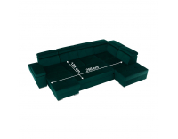 Rohová sedačka U s rozkladom a úložným priestorom Lamora U P - smaragdová