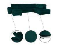Rohová sedačka U s rozkladom a úložným priestorom Lamora U P - smaragdová