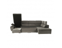 Rohová sedačka U s rozkladom a úložným priestorom Lamora U P - sivohnedá (taupe)