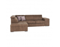 Rohová sedačka s rozkladom a úložným priestorom Lanza L - hnedá / svetlofialová