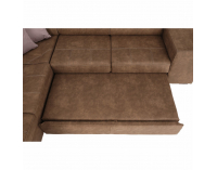 Rohová sedačka s rozkladom a úložným priestorom Lanza L - hnedá / svetlofialová