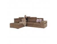 Rohová sedačka s rozkladom a úložným priestorom Lanza L - hnedá / svetlofialová