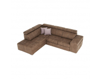 Rohová sedačka s rozkladom a úložným priestorom Lanza L - hnedá / svetlofialová