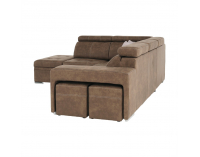 Rohová sedačka s rozkladom a úložným priestorom Lanza L - hnedá / svetlofialová