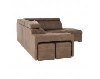 Rohová sedačka s rozkladom a úložným priestorom Lanza P - hnedá / svetlofialová