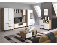 Konferenčný stolík Lars LAR-03 - craft zlatý / biela