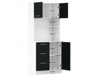 Trojdverový kredenc Laset New - biela / čierna