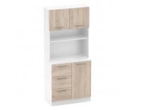 Trojdverový kredenc Laset New - biela / dub sonoma