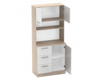 Trojdverový kredenc Laset New - dub sonoma / biela