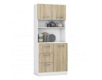 Trojdverový kredenc Laset - biela / dub sonoma