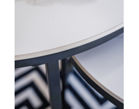 Konferenčný stolík (2 ks) Lastro - biely mramor / čierna