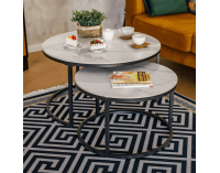 Konferenčný stolík (2 ks) Lastro - biely mramor / čierna