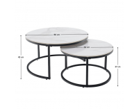 Konferenčný stolík (2 ks) Lastro - biely mramor / čierna