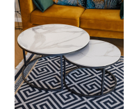 Konferenčný stolík (2 ks) Lastro - biely mramor / čierna