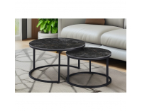 Konferenčný stolík (2 ks) Lastro - čierny mramor / čierna