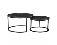 Konferenčný stolík (2 ks) Lastro - čierny mramor / čierna