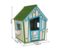Drevený záhradný domček pre deti Latam - biela / sivá / modrá / zelená