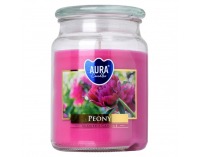 Vonná sviečka v skle Leana 500 g - priehľadná / ružová pivónia