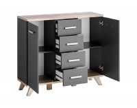 Komoda Legg 2D4S - grafit / dub monument