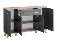 Komoda Legg 4D1S - grafit / dub monument