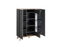 Vitrína Legg HB - grafit / dub monument