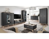 Komoda Legg 2D4S - grafit / dub monument