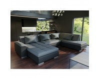 Rohová sedačka U s rozkladom Lemon P - čierna / svetlosivá