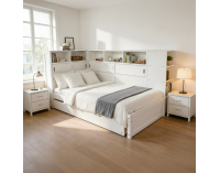 Jednolôžková posteľ s regálmi a prístelkou Lendon 90x200 cm - biela