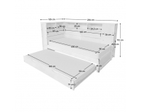 Jednolôžková posteľ s regálmi a prístelkou Lendon 90x200 cm - biela