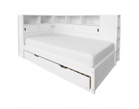 Jednolôžková posteľ s regálmi a prístelkou Lendon 90x200 cm - biela