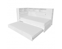 Jednolôžková posteľ s regálmi a prístelkou Lendon 90x200 cm - biela