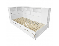 Jednolôžková posteľ s regálmi a prístelkou Lendon 90x200 cm - biela