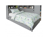 Jednolôžková posteľ s regálmi a prístelkou Lendon 90x200 cm - sivá