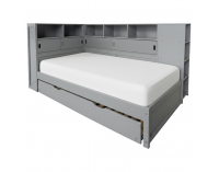 Jednolôžková posteľ s regálmi a prístelkou Lendon 90x200 cm - sivá