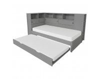 Jednolôžková posteľ s regálmi a prístelkou Lendon 90x200 cm - sivá