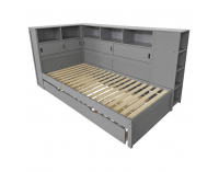 Jednolôžková posteľ s regálmi a prístelkou Lendon 90x200 cm - sivá