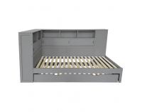 Jednolôžková posteľ s regálmi a prístelkou Lendon 90x200 cm - sivá