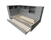 Jednolôžková posteľ s regálmi a prístelkou Lendon 90x200 cm - sivá